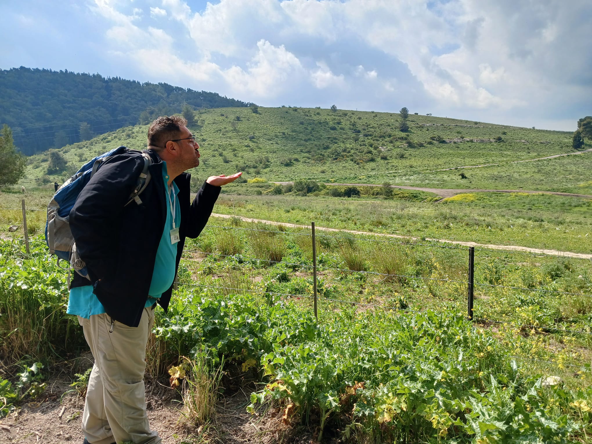 Itzik enjoying the green landscape of Israel
